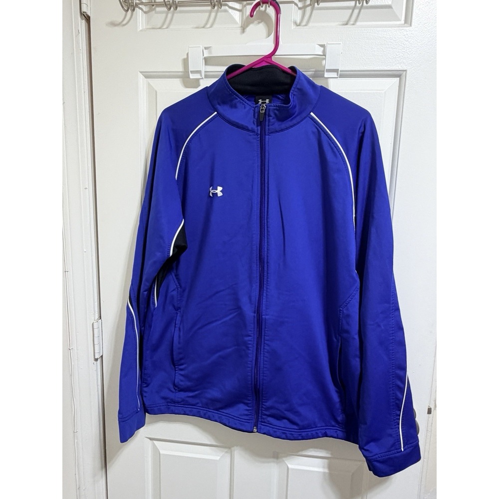 Under Armour Men's Full-Zip Mock Neck Royal Blue Long Sleeve Jacket Sz LG Warmup